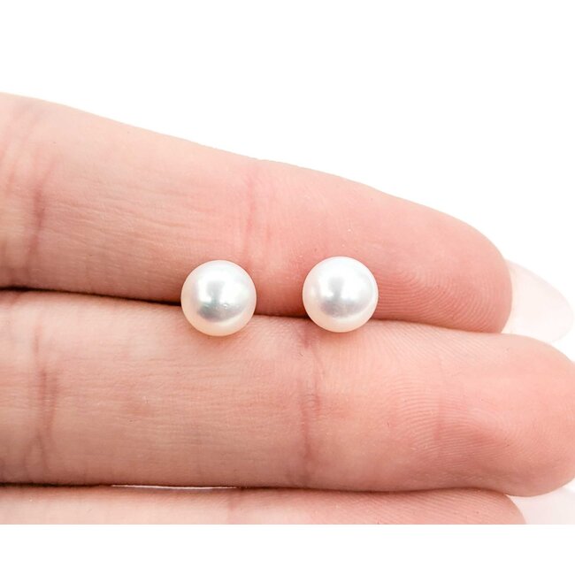Earrings Stud 6mm Round Pearl 14ky 224114158