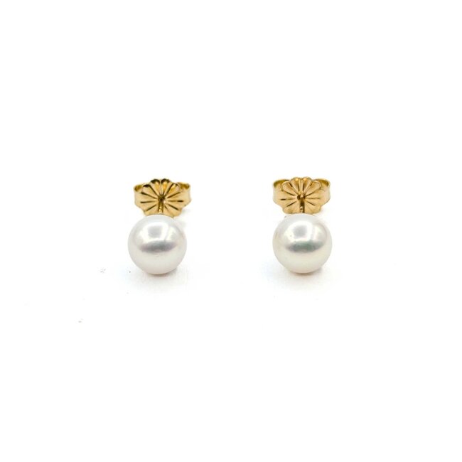 Earrings Stud 6mm Round Pearl 14ky 224114158