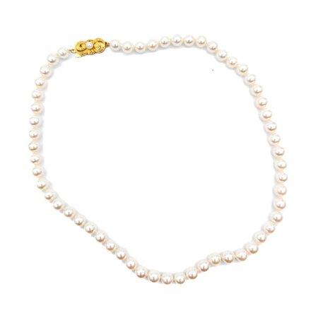 Necklace Mikimoto 6.2-6.5mm Round Pearls Strand Knotted 18ky 17" mm 224102250