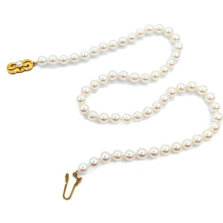Necklace Mikimoto 6.2-6.5mm Round Pearls Strand Knotted 18ky 17" mm 224102250