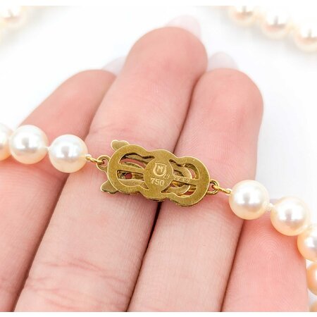 Necklace Mikimoto 6.2-6.5mm Round Pearls Strand Knotted 18ky 17" mm 224102250
