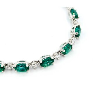 Bracelet .72ctw Round Diamonds 7ctw Emeralds 18kw 7" 4mm 224123251