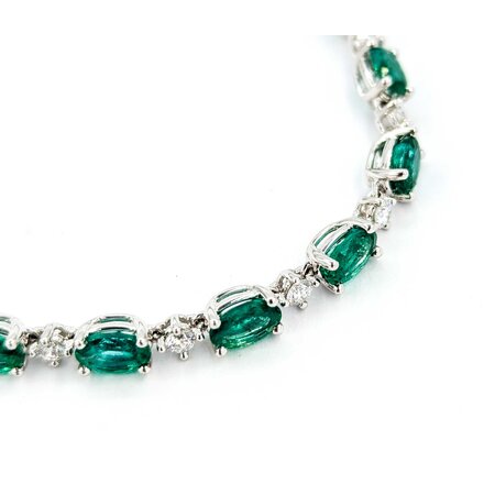 Bracelet .72ctw Round Diamonds 7ctw Emeralds 18kw 7" 4mm 224123251