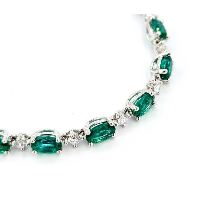 Bracelet .72ctw Round Diamonds 7ctw Emeralds 18kw 7" 4mm 224123251