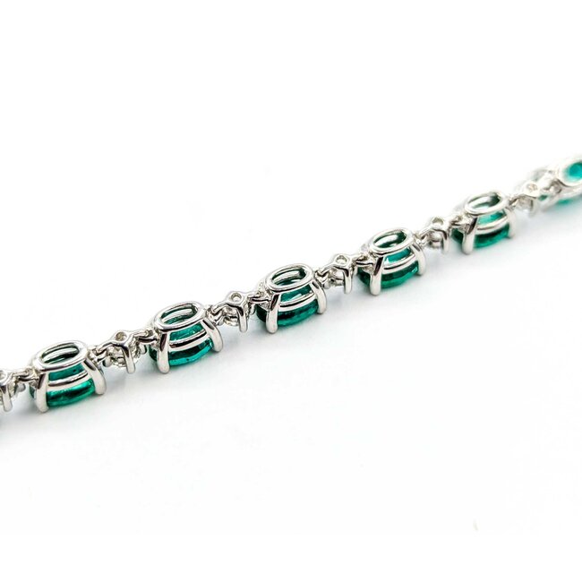 Bracelet .72ctw Round Diamonds 7ctw Emeralds 18kw 7" 4mm 224123251