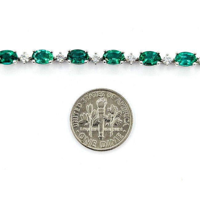 Bracelet .72ctw Round Diamonds 7ctw Emeralds 18kw 7" 4mm 224123251