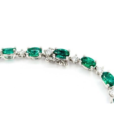 Bracelet .72ctw Round Diamonds 7ctw Emeralds 18kw 7" 4mm 224123251