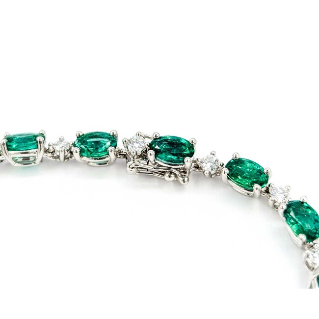 Bracelet .72ctw Round Diamonds 7ctw Emeralds 18kw 7" 4mm 224123251