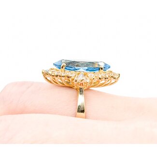 Ring Halo 1.00ctw Round/Baguette Diamonds 5.05ct Topaz 14ky sz8 224120178