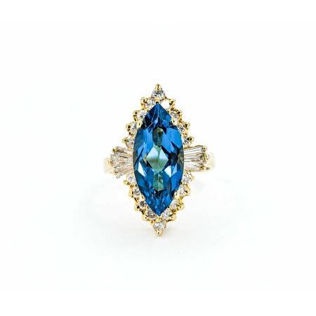 Ring Halo 1.00ctw Round/Baguette Diamonds 5.05ct Topaz 14ky sz8 224120178