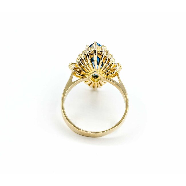 Ring Halo 1.00ctw Round/Baguette Diamonds 5.05ct Topaz 14ky sz8 224120178