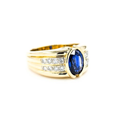 Ring .42ctw Round Diamonds 3.21ct Sapphire 18ky sz12.5 224120179