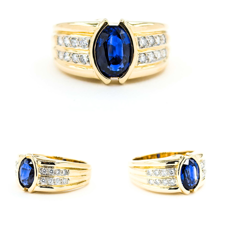 Ring .42ctw Round Diamonds 3.21ct Sapphire 18ky sz12.5 224120179