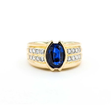 Ring .42ctw Round Diamonds 3.21ct Sapphire 18ky sz12.5 224120179