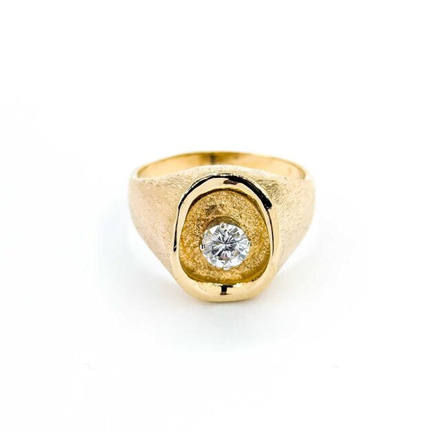 Ring Solitaire .60ct Round Diamond Textured 14ky sz11 224120005