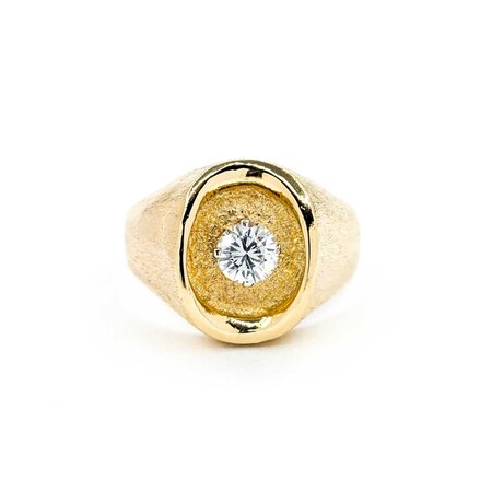 Ring Solitaire .60ct Round Diamond Textured 14ky sz11 224120005