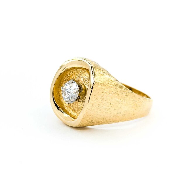 Ring Solitaire .60ct Round Diamond Textured 14ky sz11 224120005