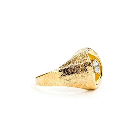 Ring Solitaire .60ct Round Diamond Textured 14ky sz11 224120005