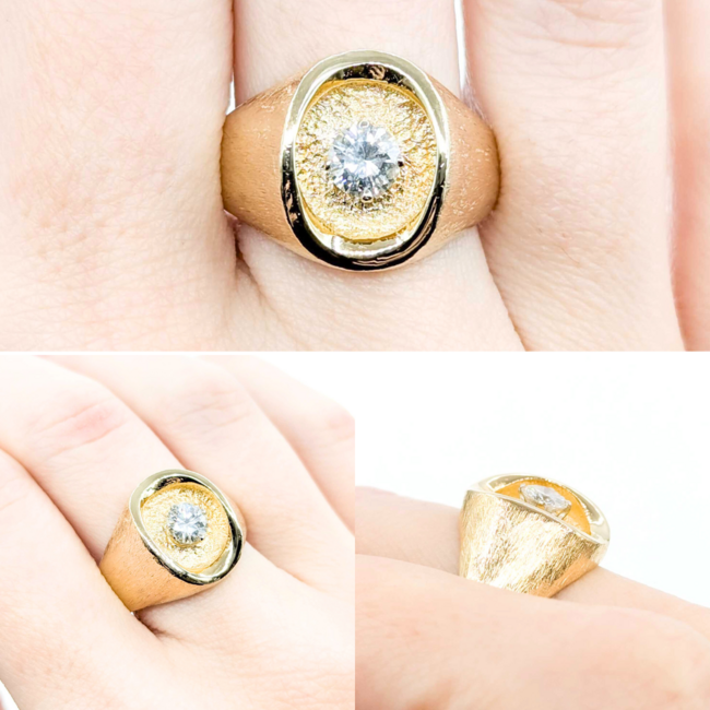 Ring Solitaire .60ct Round Diamond Textured 14ky sz11 224120005