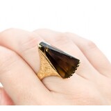  Ring Hand Florentine 15.5x12.5 Smokey Quartz 14ky sz7 224120181