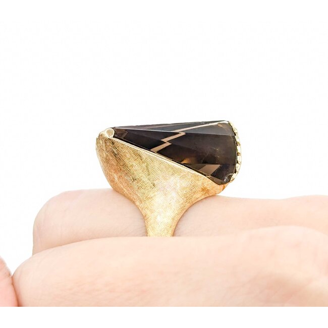 Ring Hand Florentine 15.5x12.5 Smokey Quartz 14ky sz7 224120181