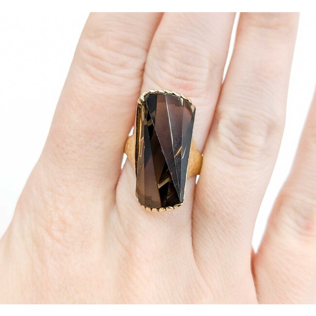 Ring Hand Florentine 15.5x12.5 Smokey Quartz 14ky sz7 224120181