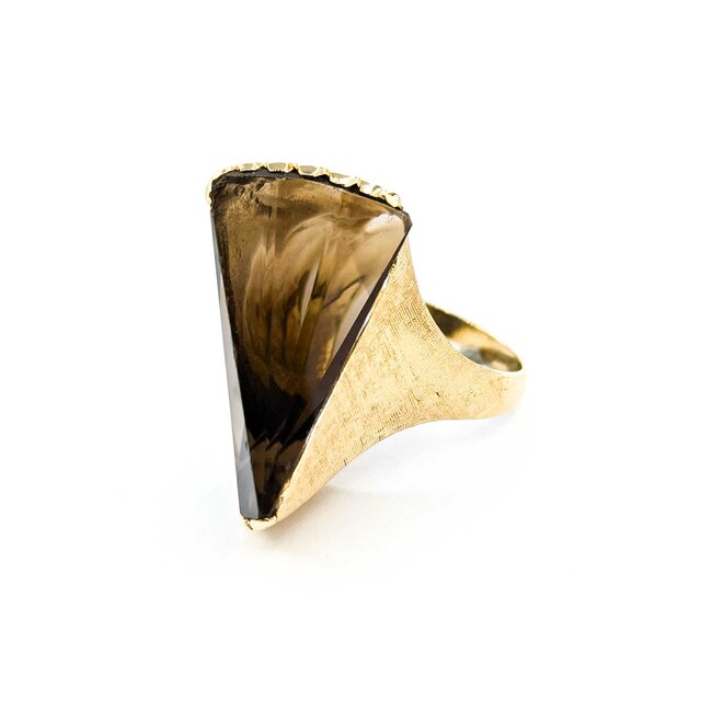 Ring Hand Florentine 15.5x12.5 Smokey Quartz 14ky sz7 224120181