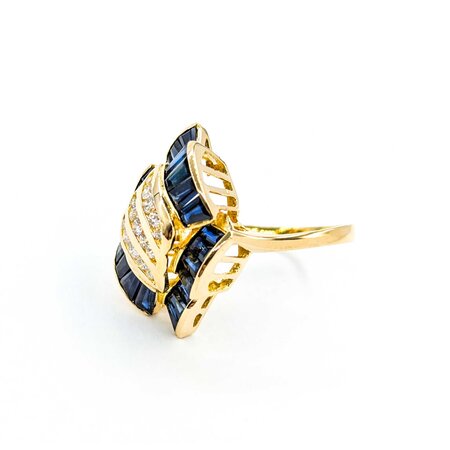 Ring Channel Set .30ctw Round Diamonds 1.50ctw Sapphires 18ky 224120184
