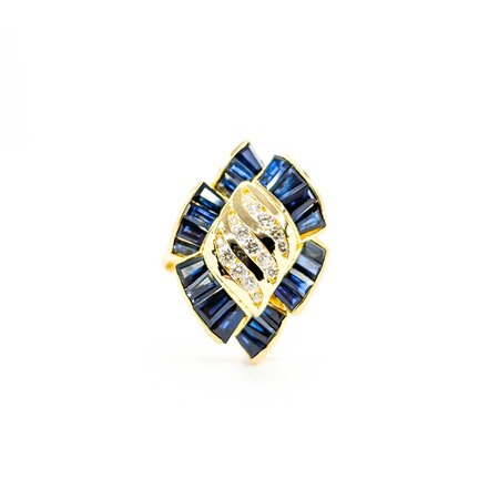 Ring Channel Set .30ctw Round Diamonds 1.50ctw Sapphires 18ky 224120184