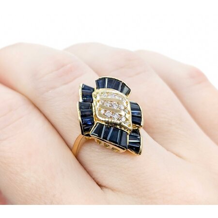 Ring Channel Set .30ctw Round Diamonds 1.50ctw Sapphires 18ky 224120184