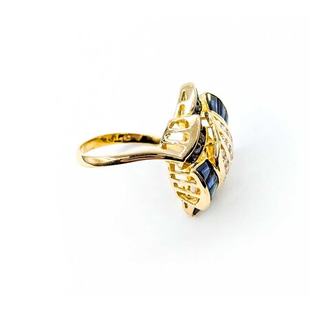 Ring Channel Set .30ctw Round Diamonds 1.50ctw Sapphires 18ky 224120184