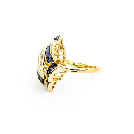 Ring Channel Set .30ctw Round Diamonds 1.50ctw Sapphires 18ky 224120184