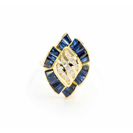 Ring Channel Set .30ctw Round Diamonds 1.50ctw Sapphires 18ky 224120184