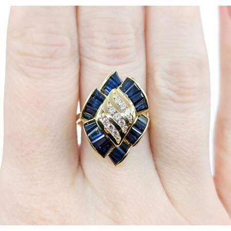 Ring Channel Set .30ctw Round Diamonds 1.50ctw Sapphires 18ky 224120184