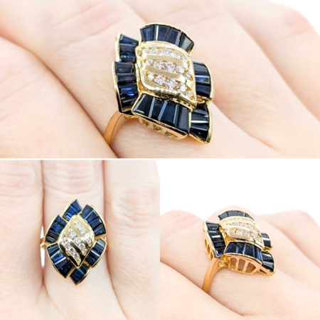 Ring Channel Set .30ctw Round Diamonds 1.50ctw Sapphires 18ky 224120184