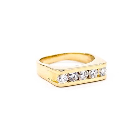 Ring 5 Stone 1.0ctw Round Diamonds Channel Set 18ky sz10.5 224120003