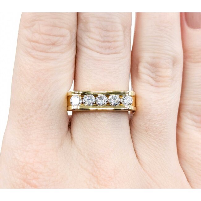 Ring 5 Stone 1.0ctw Round Diamonds Channel Set 18ky sz10.5 224120003