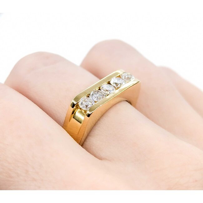 Ring 5 Stone 1.0ctw Round Diamonds Channel Set 18ky sz10.5 224120003