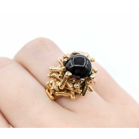 Ring Textured Pins 10mm Onyx 14ky 224120186