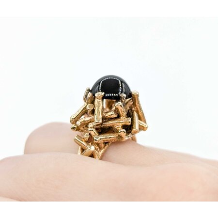 Ring Textured Pins 10mm Onyx 14ky 224120186