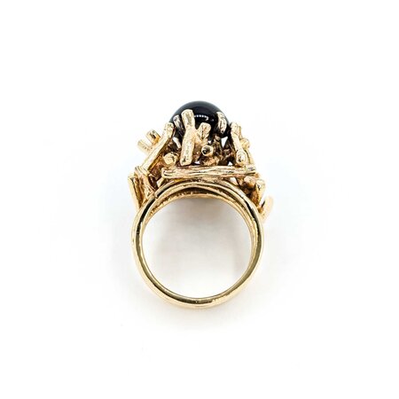 Ring Textured Pins 10mm Onyx 14ky 224120186