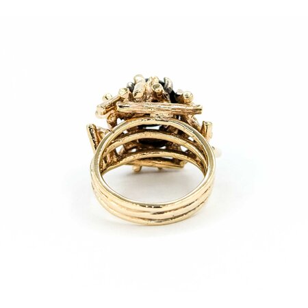 Ring Textured Pins 10mm Onyx 14ky 224120186