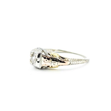 Ring Vintage Mid-Century Filigree .12ct Round Diamond 18ktt sz6.5 124110751