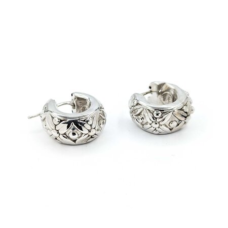 Earrings Huggies Floral Pattern 19.5x9.5mm 18kw 224114302
