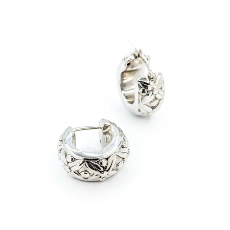 Earrings Huggies Floral Pattern 19.5x9.5mm 18kw 224114302
