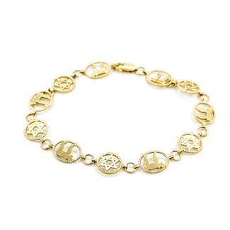 Bracelet 14ky Chai Star of David 7.5" 9.5mm 224113503