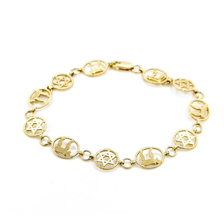 Bracelet 14ky Chai Star of David 7.5" 9.5mm 224113503