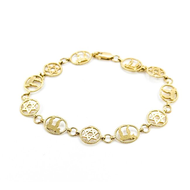 Bracelet 14ky Chai Star of David 7.5" 9.5mm 224113503