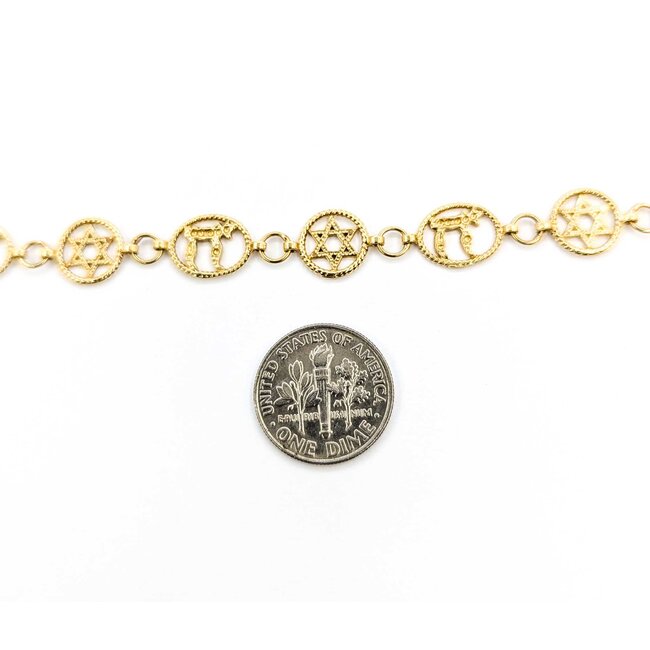 Bracelet 14ky Chai Star of David 7.5" 9.5mm 224113503