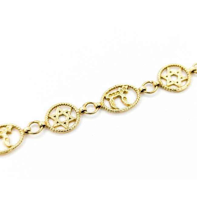 Bracelet 14ky Chai Star of David 7.5" 9.5mm 224113503